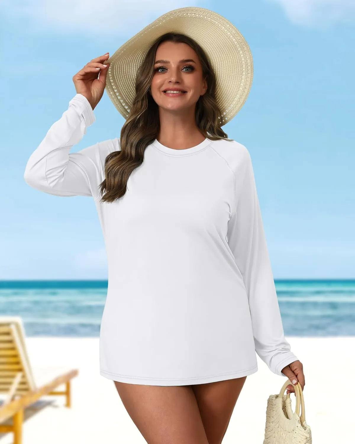3 Pack Women's Plus Size Rash Guard Shirts Long Sleeve Swim Tops Sun Protection Quick Dry Loose Crew Neck Swimsuits