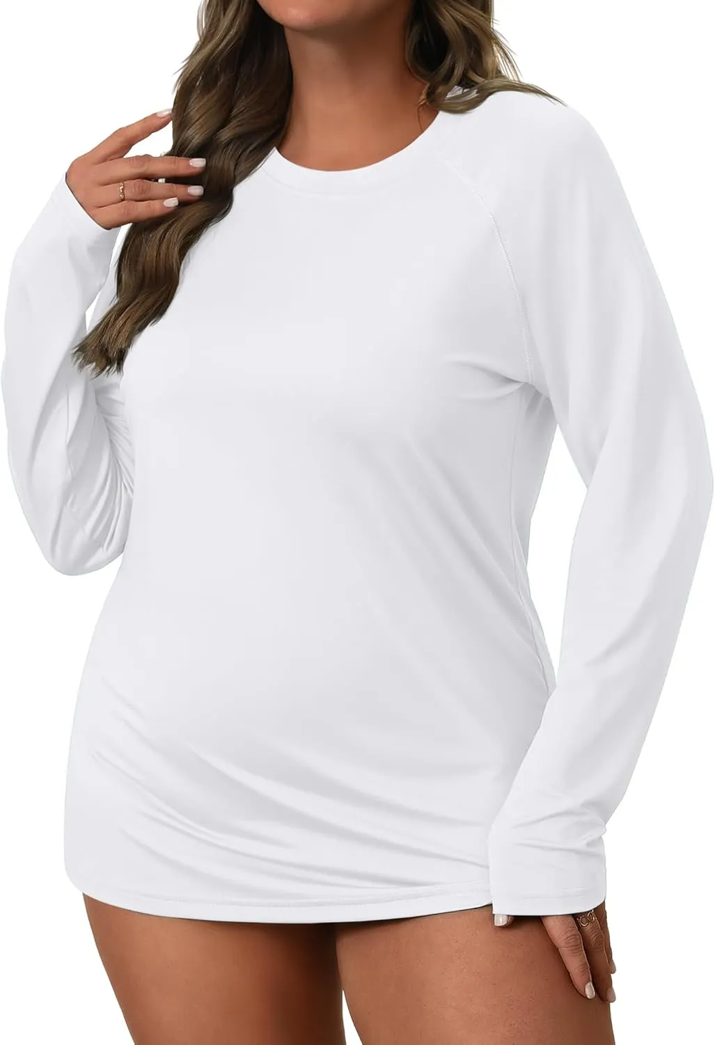 3 Pack Women's Plus Size Rash Guard Shirts Long Sleeve Swim Tops Sun Protection Quick Dry Loose Crew Neck Swimsuits