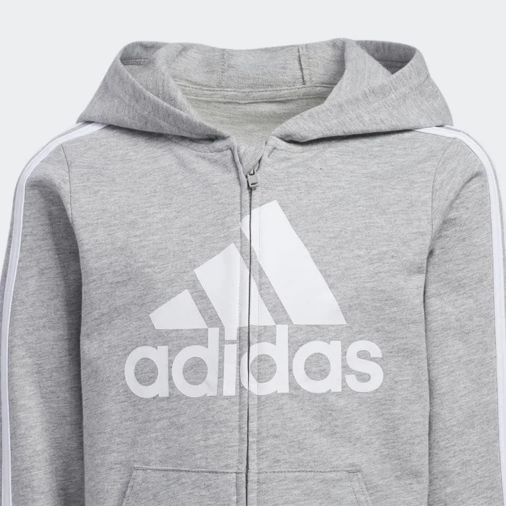 adidas Boys Zip Front French Terry Hooded Jacket and Joggers Set