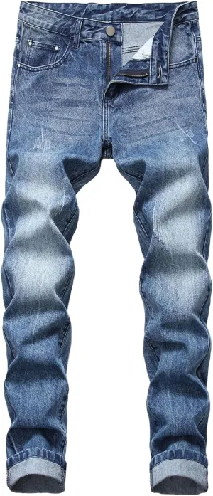 Andongnywell Men's Jeans Comfort Denim Straight Leg Relaxed Fit Jeans Simple Wear-Resistant Cargo Pants