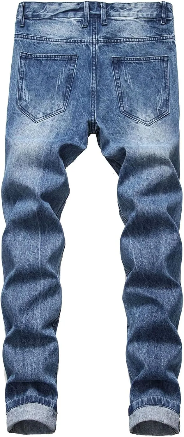 Andongnywell Men's Jeans Comfort Denim Straight Leg Relaxed Fit Jeans Simple Wear-Resistant Cargo Pants