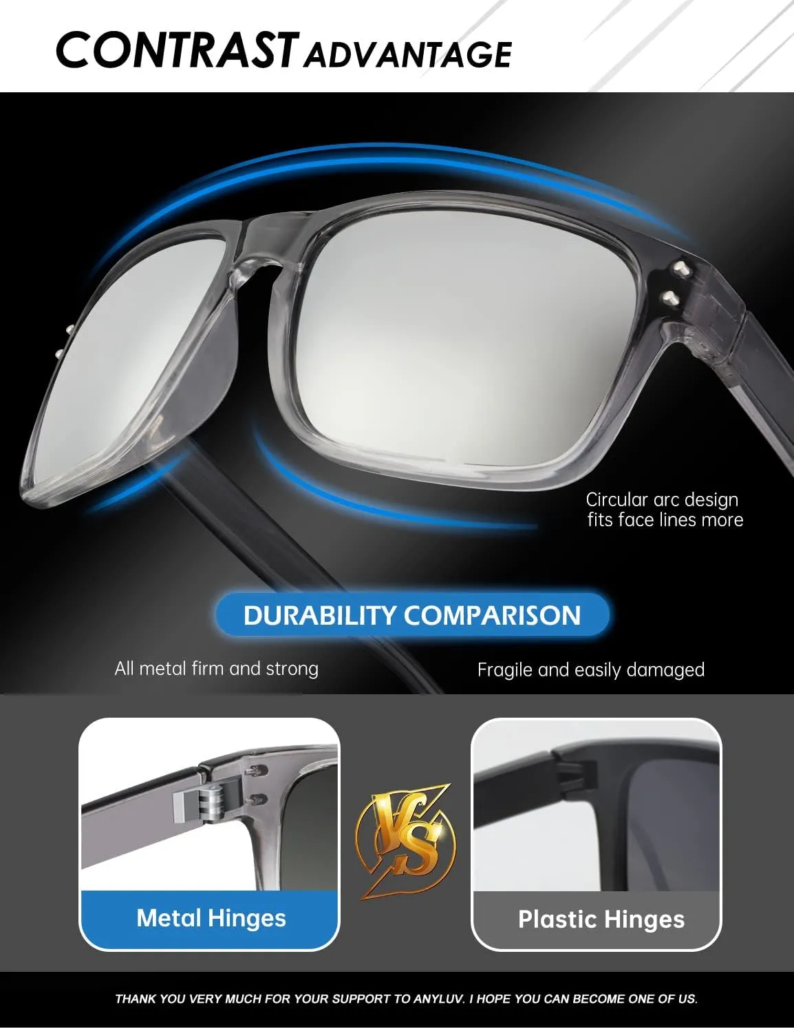 ANYLUV Mens Sunglasses Polarized, Retro Sunglasses for Men Women Square Style UV400 Protection for Driving