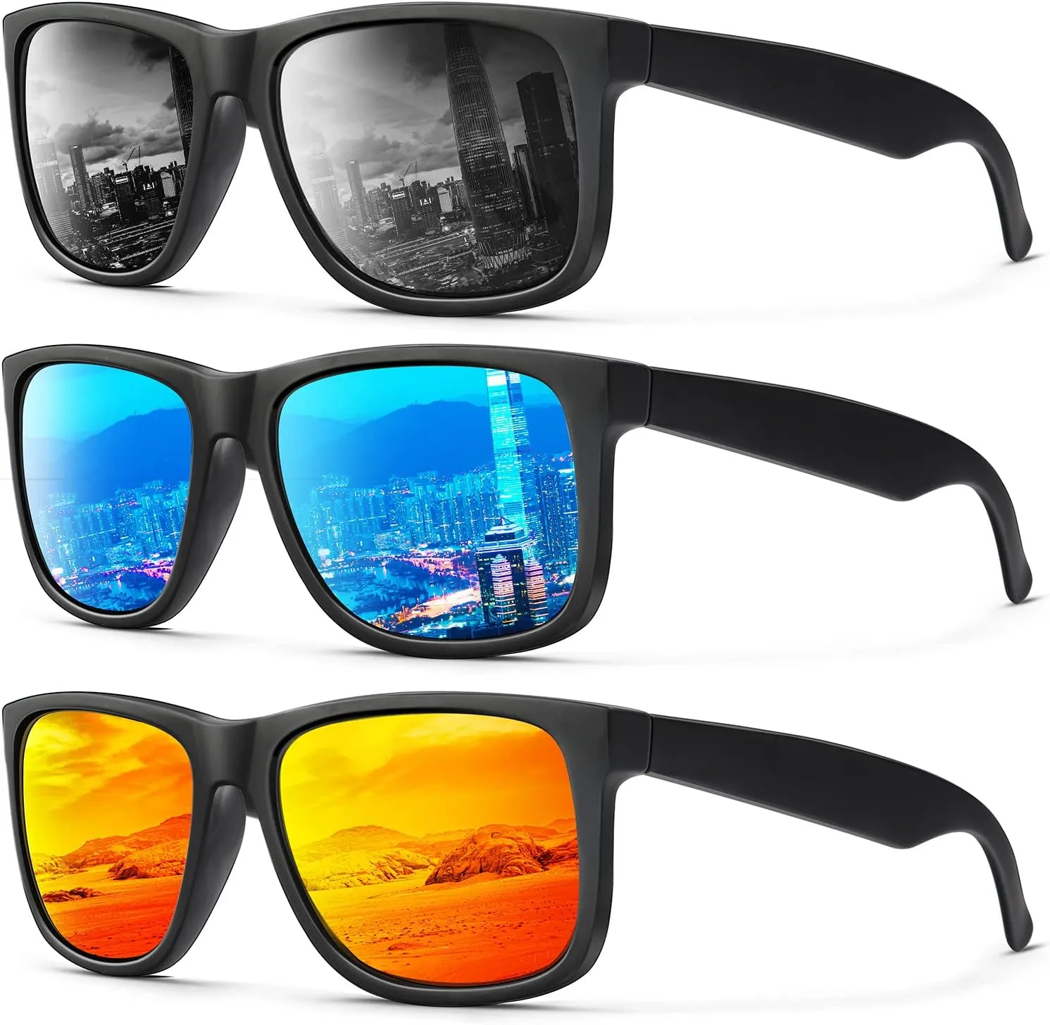 ANYLUV Mens Sunglasses Polarized, Retro Sunglasses for Men Women with UV Protection for Outdoors Fishing Driving 3 Packs