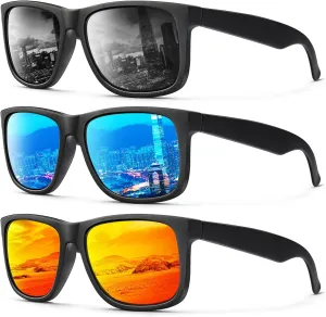 ANYLUV Mens Sunglasses Polarized, Retro Sunglasses for Men Women with UV Protection for Outdoors Fishing Driving 3 Packs