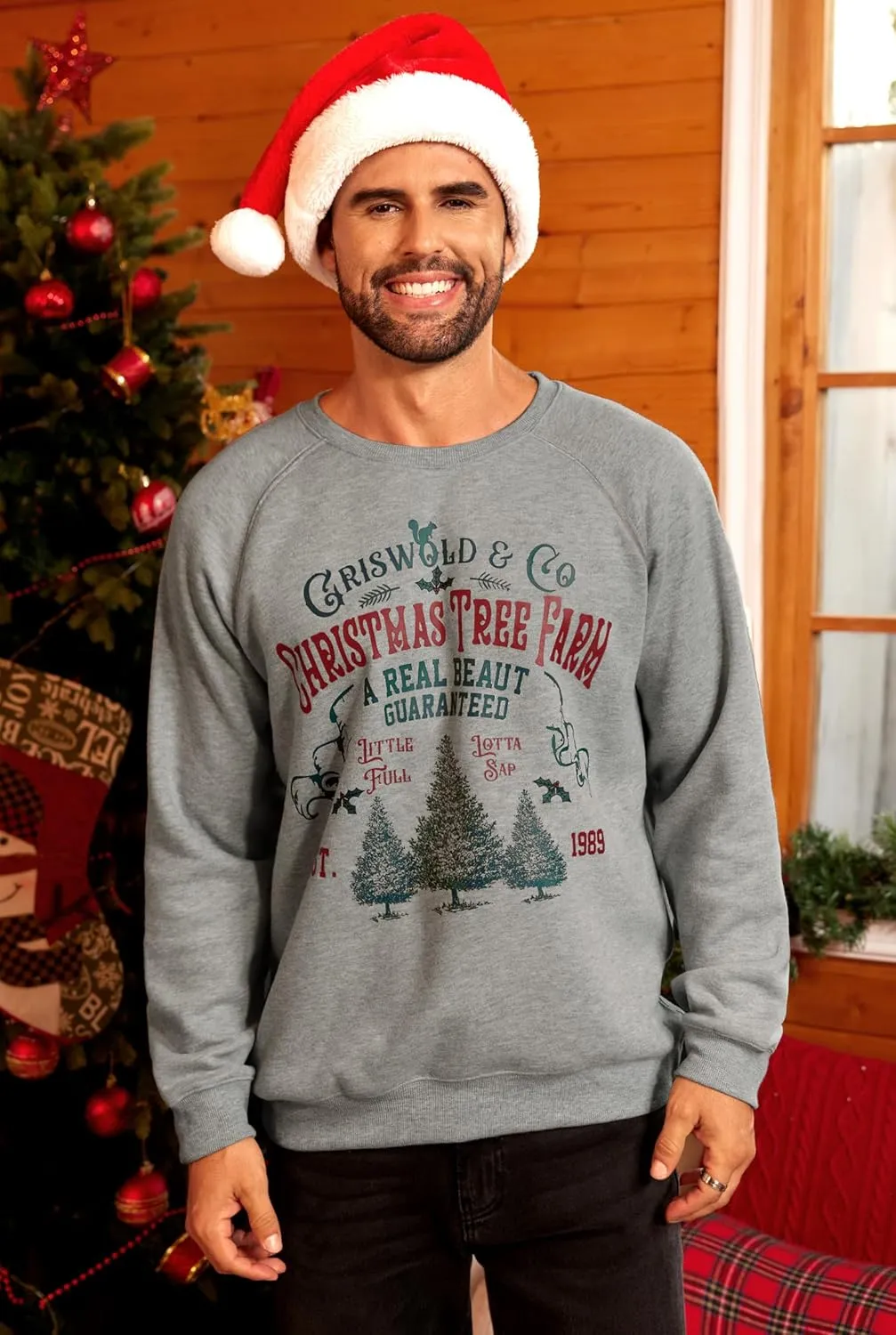 Arvilhill Mens Fleece Christmas Raglan Sweatshirt Retro Classic Funny Graphic Pullover (S-XXL)