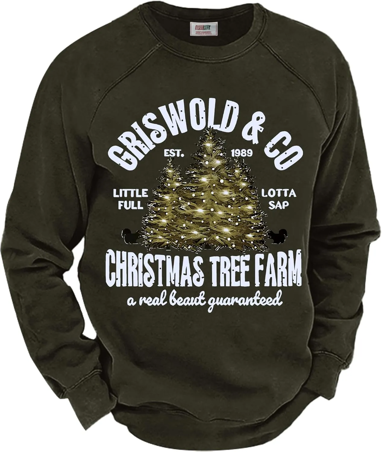 Arvilhill Mens Fleece Christmas Raglan Sweatshirt Retro Classic Funny Graphic Pullover (S-XXL)
