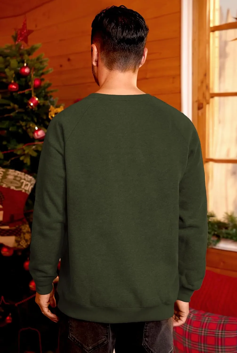 Arvilhill Mens Fleece Christmas Raglan Sweatshirt Retro Classic Funny Graphic Pullover (S-XXL)