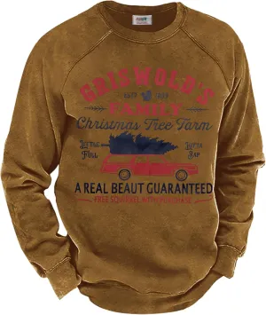 Arvilhill Mens Fleece Christmas Raglan Sweatshirt Retro Classic Funny Graphic Pullover (S-XXL)