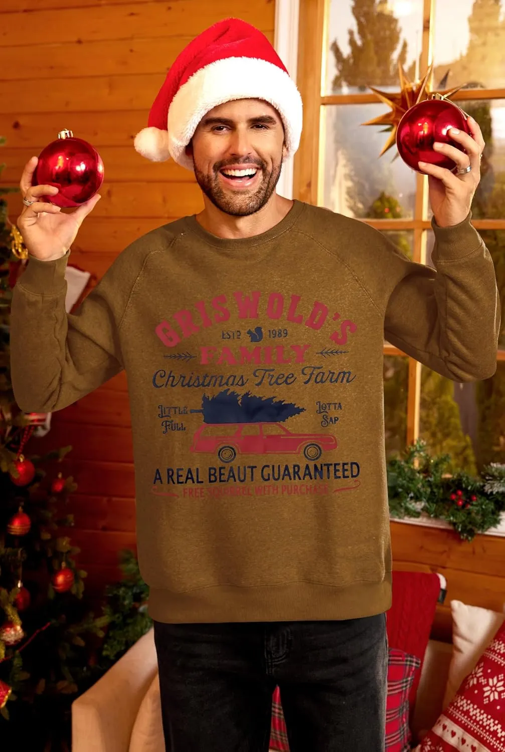 Arvilhill Mens Fleece Christmas Raglan Sweatshirt Retro Classic Funny Graphic Pullover (S-XXL)