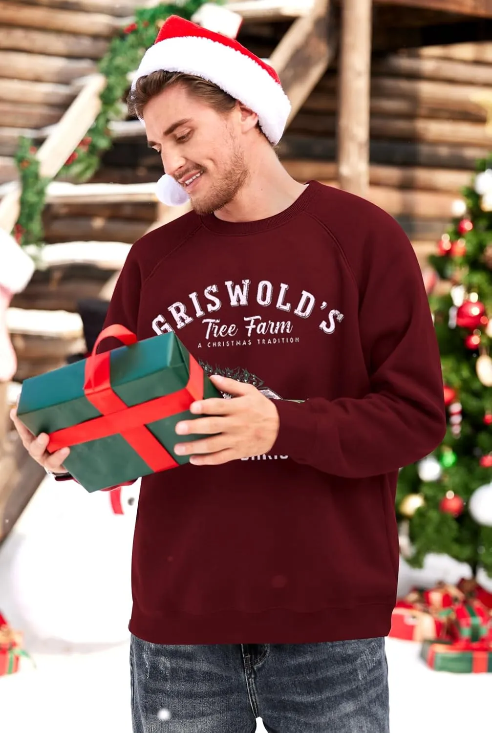 Arvilhill Mens Fleece Christmas Raglan Sweatshirt Retro Classic Funny Graphic Pullover (S-XXL)