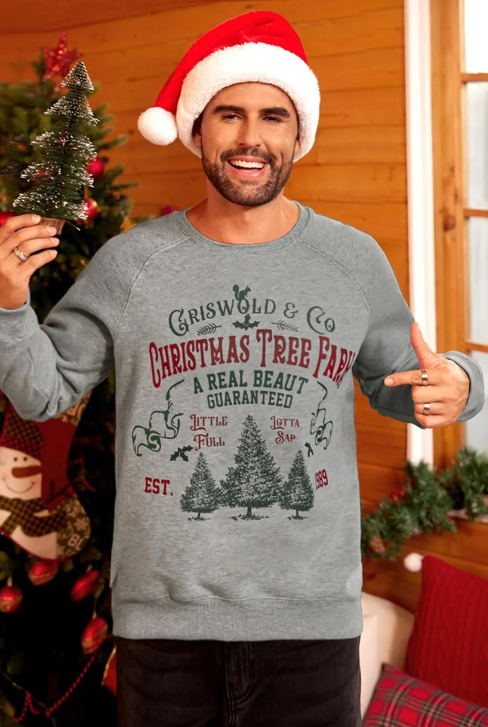 Arvilhill Mens Fleece Christmas Raglan Sweatshirt Retro Classic Funny Graphic Pullover (S-XXL)
