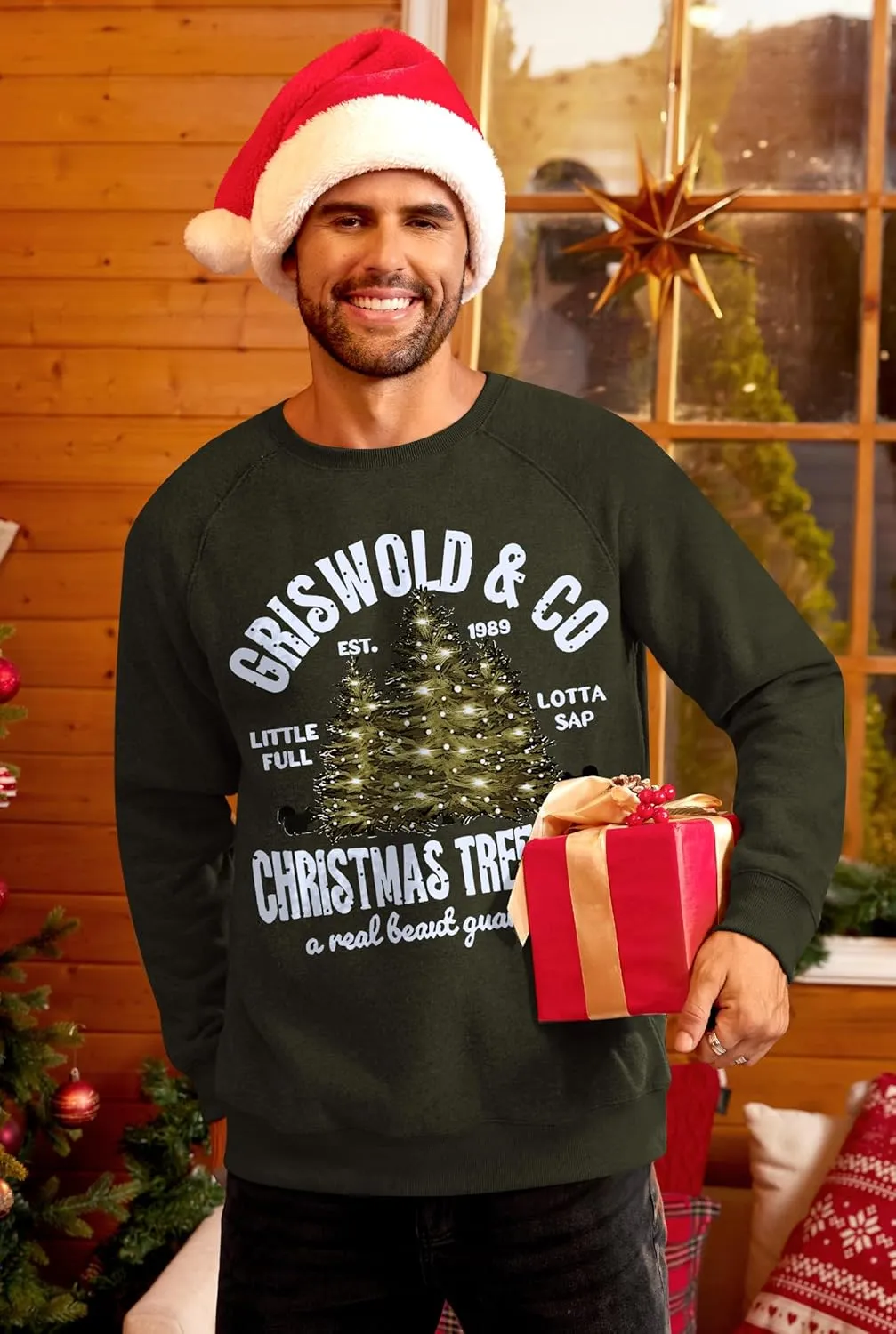 Arvilhill Mens Fleece Christmas Raglan Sweatshirt Retro Classic Funny Graphic Pullover (S-XXL)