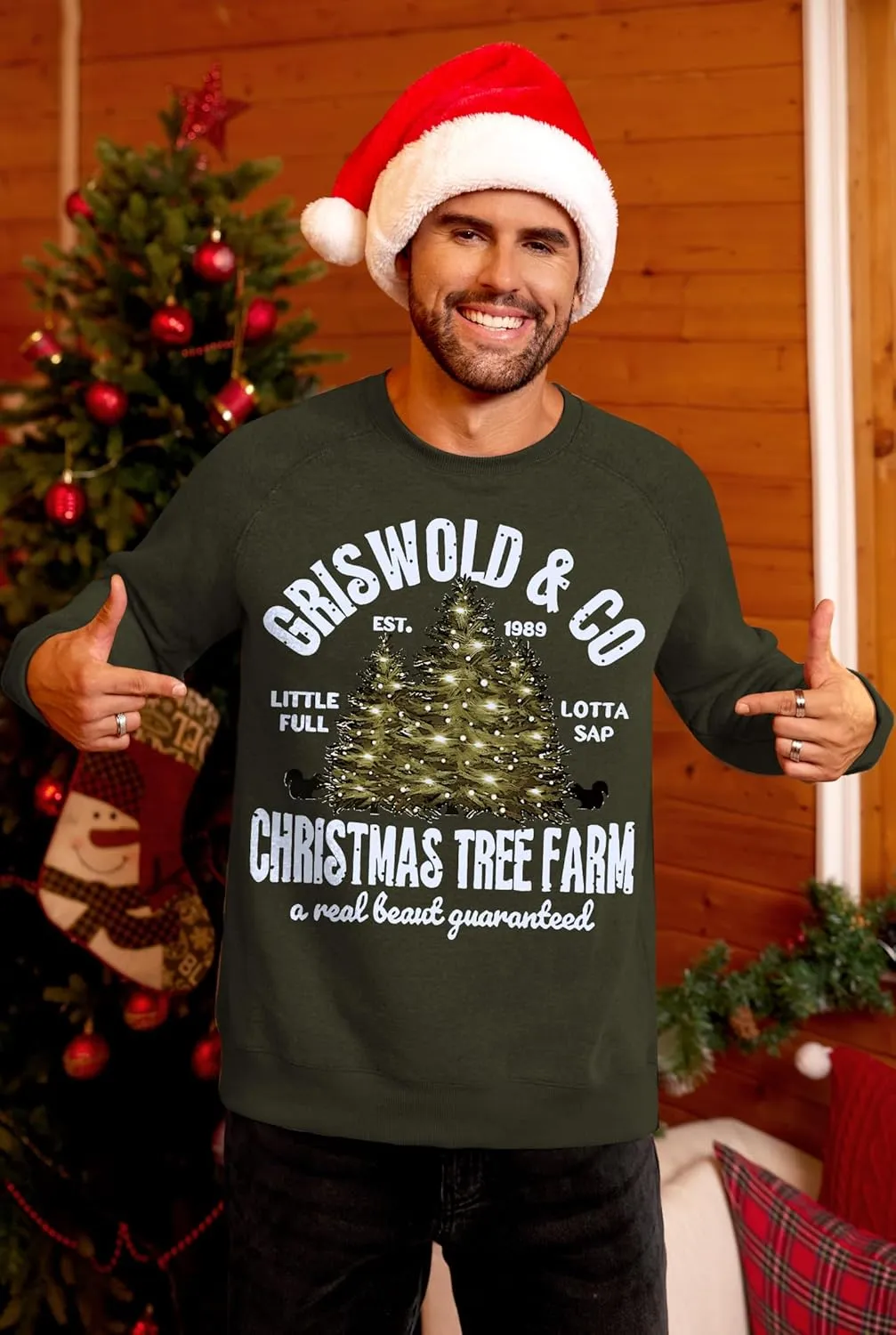 Arvilhill Mens Fleece Christmas Raglan Sweatshirt Retro Classic Funny Graphic Pullover (S-XXL)