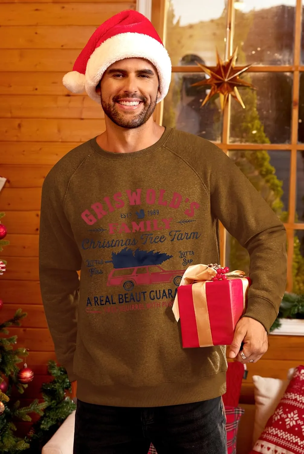 Arvilhill Mens Fleece Christmas Raglan Sweatshirt Retro Classic Funny Graphic Pullover (S-XXL)