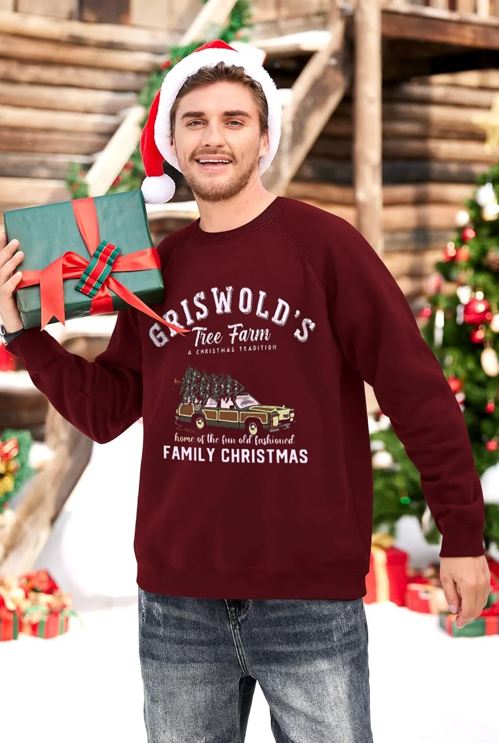 Arvilhill Mens Fleece Christmas Raglan Sweatshirt Retro Classic Funny Graphic Pullover (S-XXL)