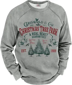 Arvilhill Mens Fleece Christmas Raglan Sweatshirt Retro Classic Funny Graphic Pullover (S-XXL)