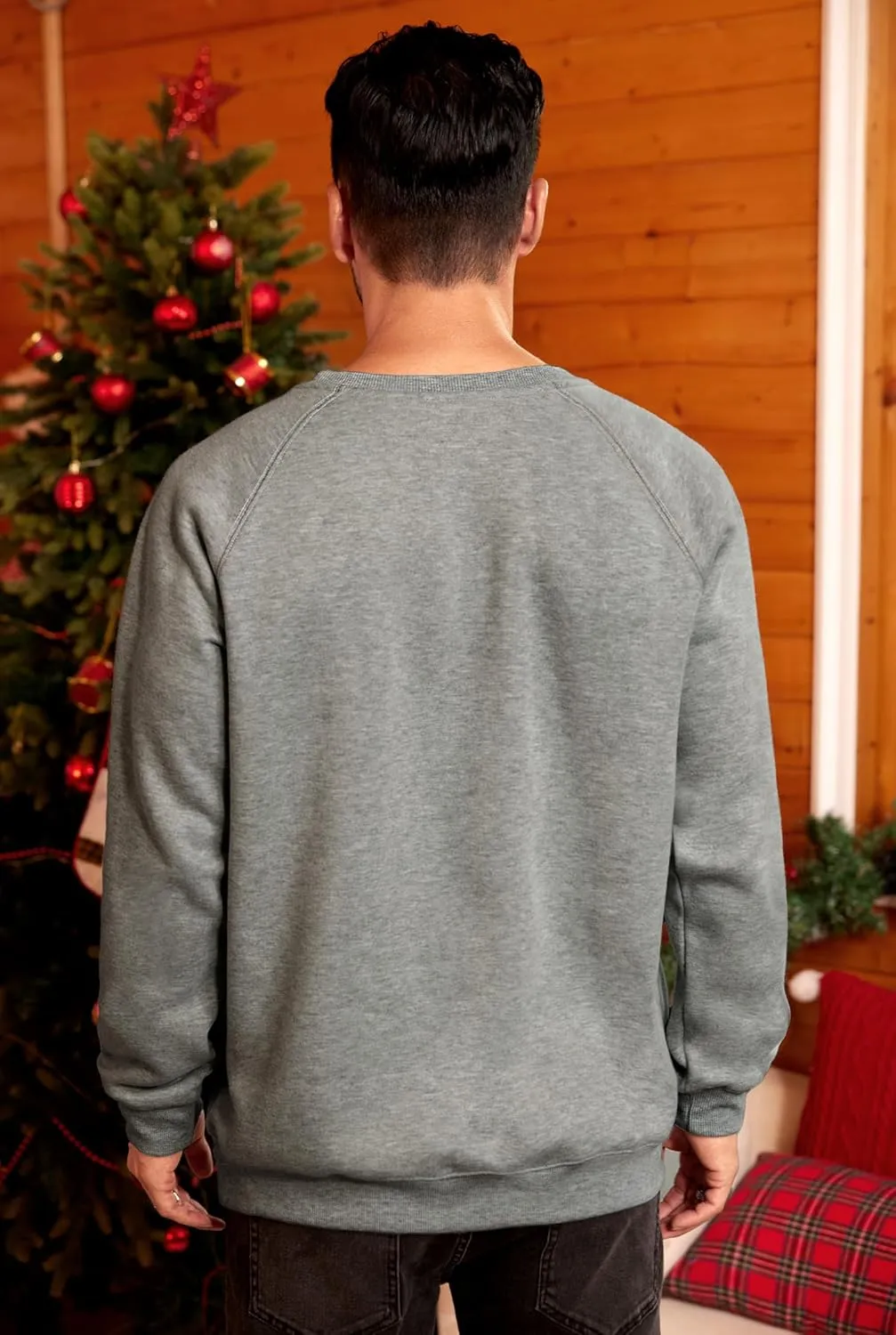 Arvilhill Mens Fleece Christmas Raglan Sweatshirt Retro Classic Funny Graphic Pullover (S-XXL)