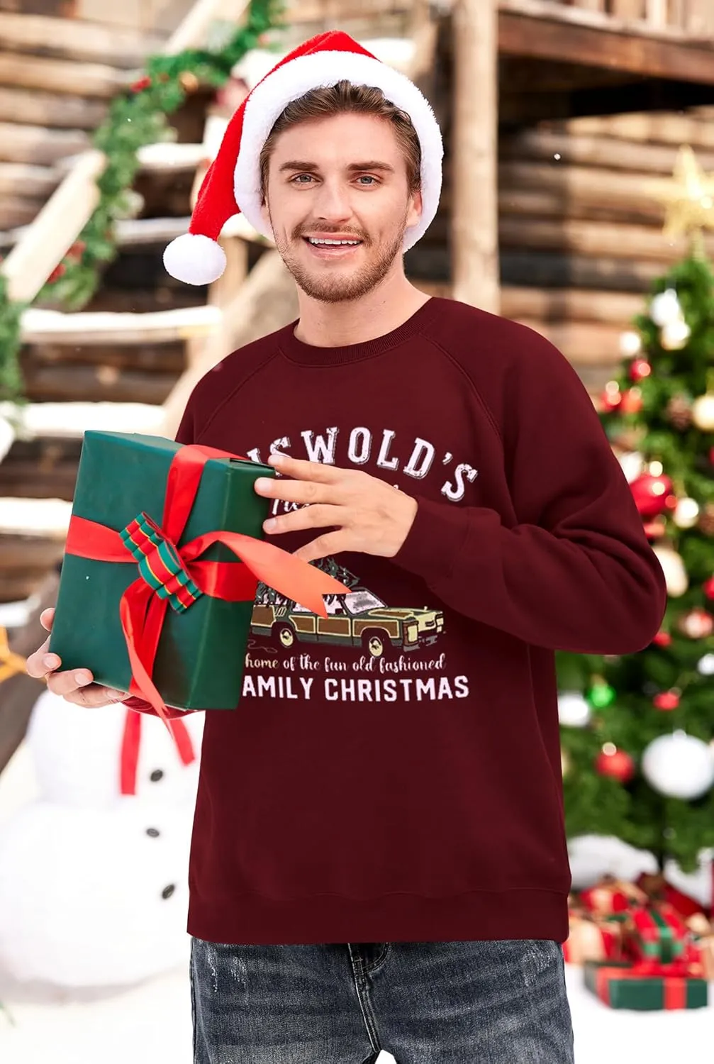 Arvilhill Mens Fleece Christmas Raglan Sweatshirt Retro Classic Funny Graphic Pullover (S-XXL)