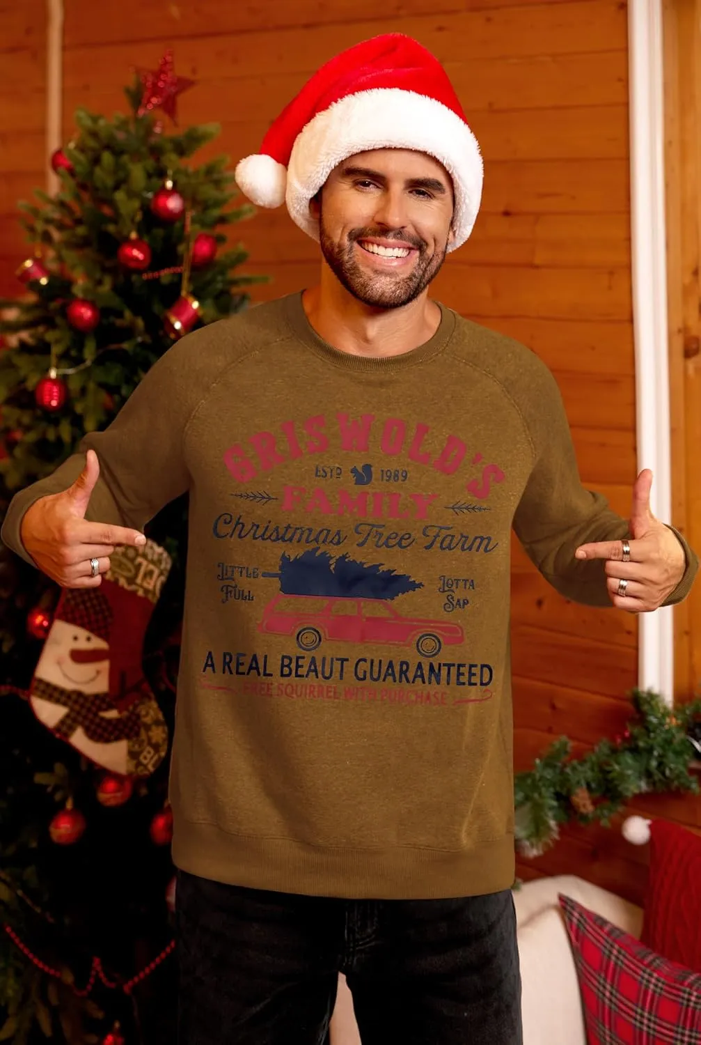 Arvilhill Mens Fleece Christmas Raglan Sweatshirt Retro Classic Funny Graphic Pullover (S-XXL)