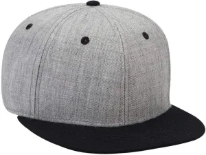 Ashen Fane Wool Blend 6 Panel Snapback Flat Bill Two Tone Hat