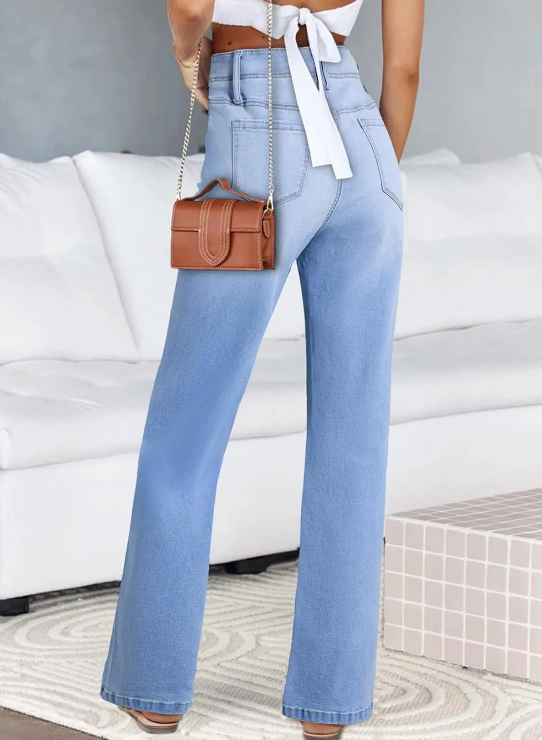 Astylish Womens Wide Leg Jeans High Waisted Stretchy Buttoned Denim Pants Trendy 2025 with Pocket