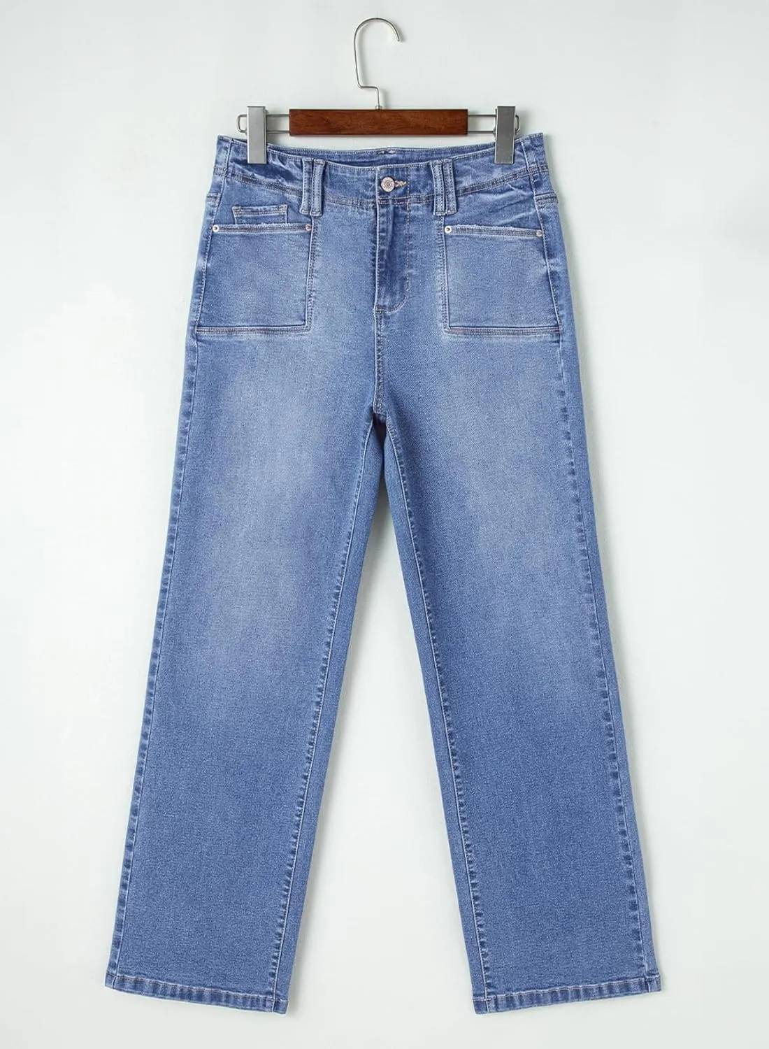 Astylish Womens Wide Leg Jeans High Waisted Stretchy Buttoned Denim Pants Trendy 2025 with Pocket