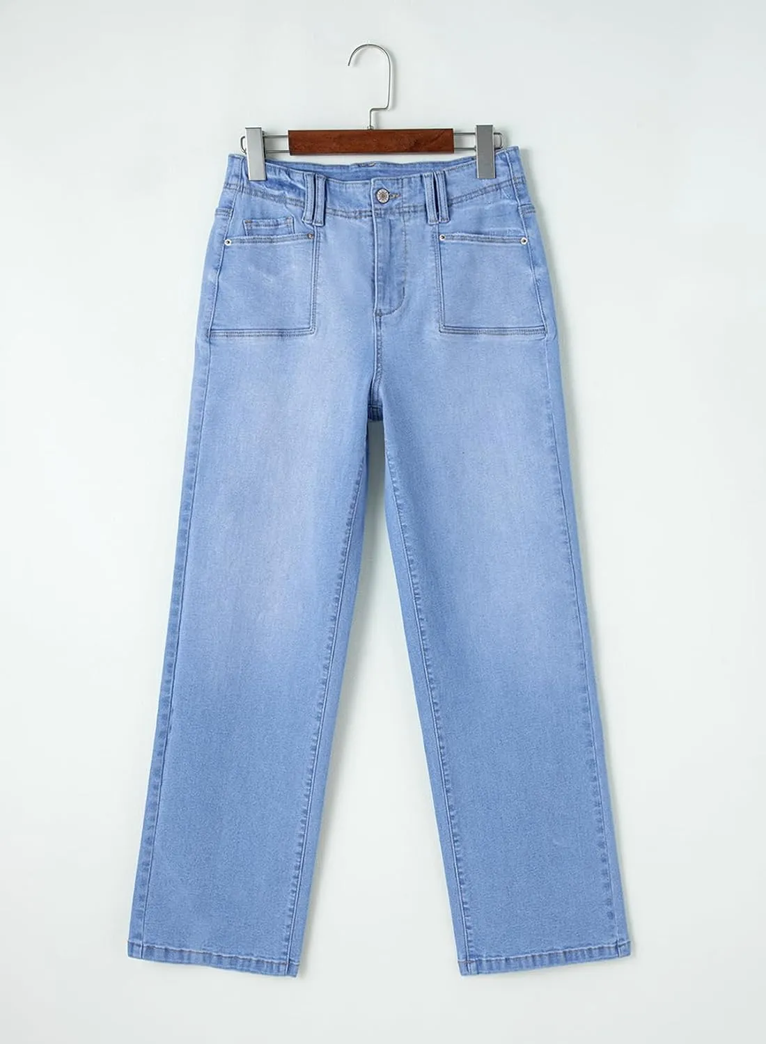 Astylish Womens Wide Leg Jeans High Waisted Stretchy Buttoned Denim Pants Trendy 2025 with Pocket