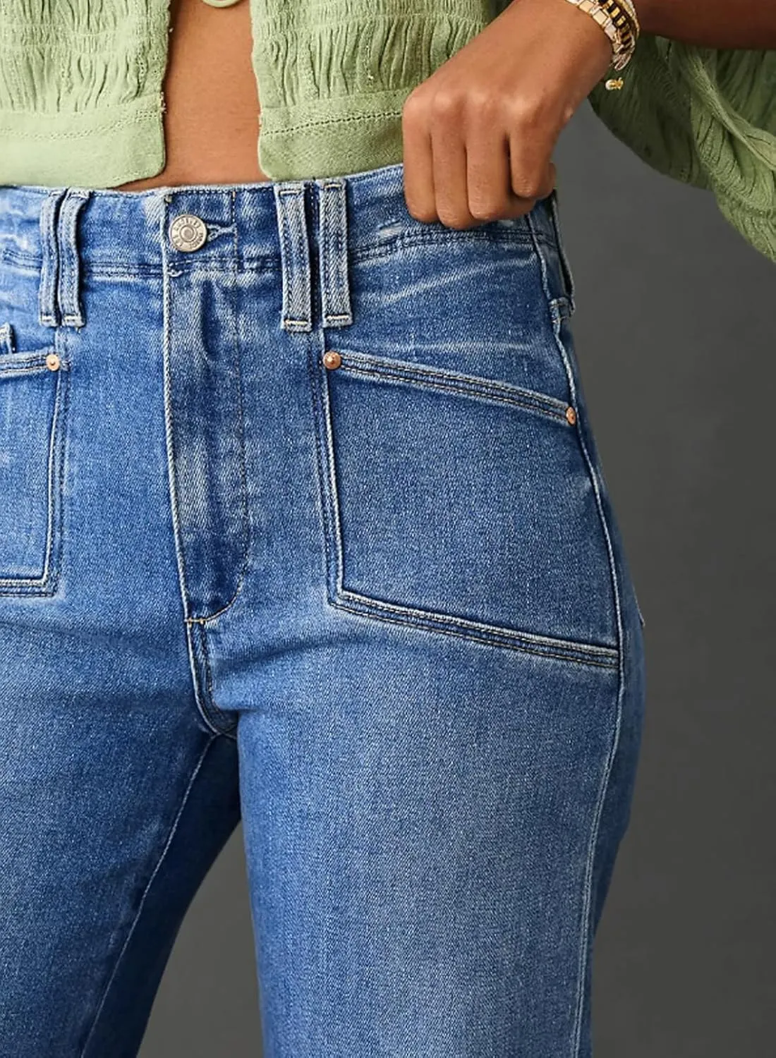 Astylish Womens Wide Leg Jeans High Waisted Stretchy Buttoned Denim Pants Trendy 2025 with Pocket