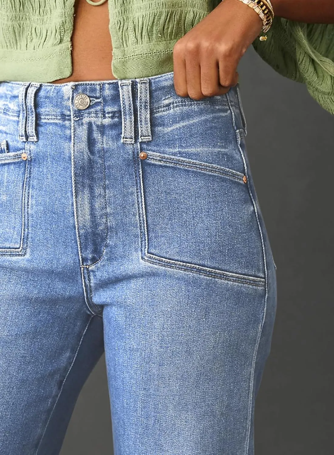Astylish Womens Wide Leg Jeans High Waisted Stretchy Buttoned Denim Pants Trendy 2025 with Pocket