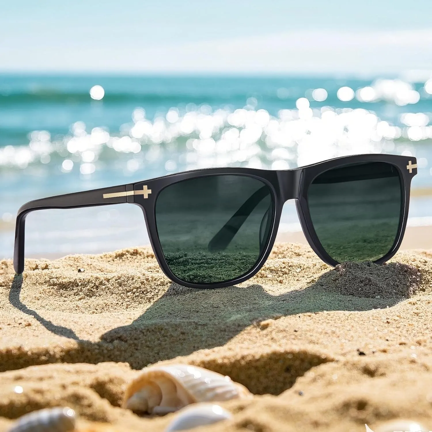 AVAWAY Square Polarized Sunglasses for Men - UV400 Protection Retro Fashion Acetate Driving Shades