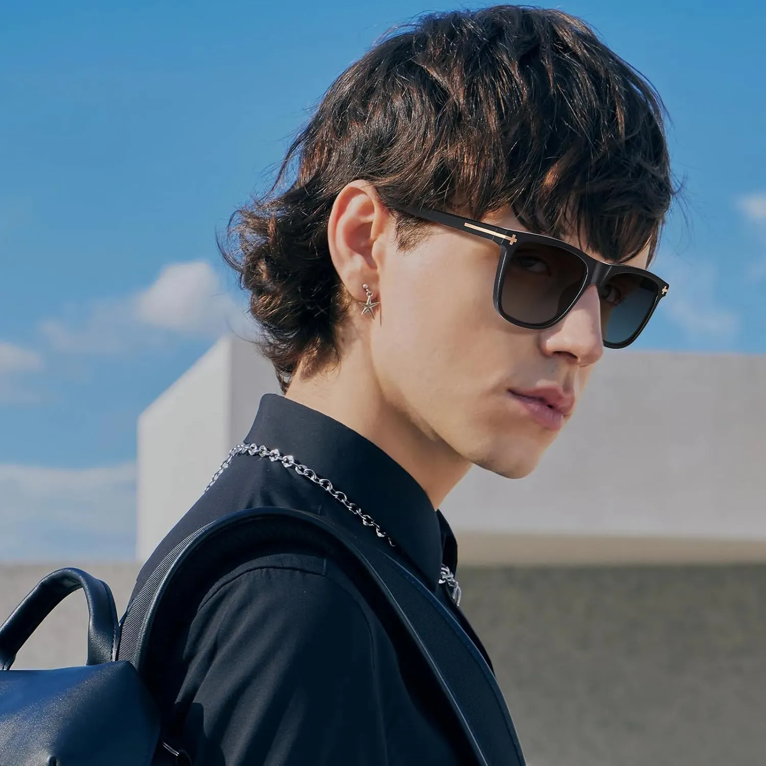 AVAWAY Square Polarized Sunglasses for Men - UV400 Protection Retro Fashion Acetate Driving Shades