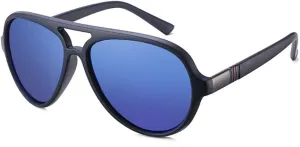 Aviator Sunglasses For Men Polarized Lens Plastic Lightweight Double Bridge Frame UV Protection For Driving Blue Frame/Blue Revo Lens