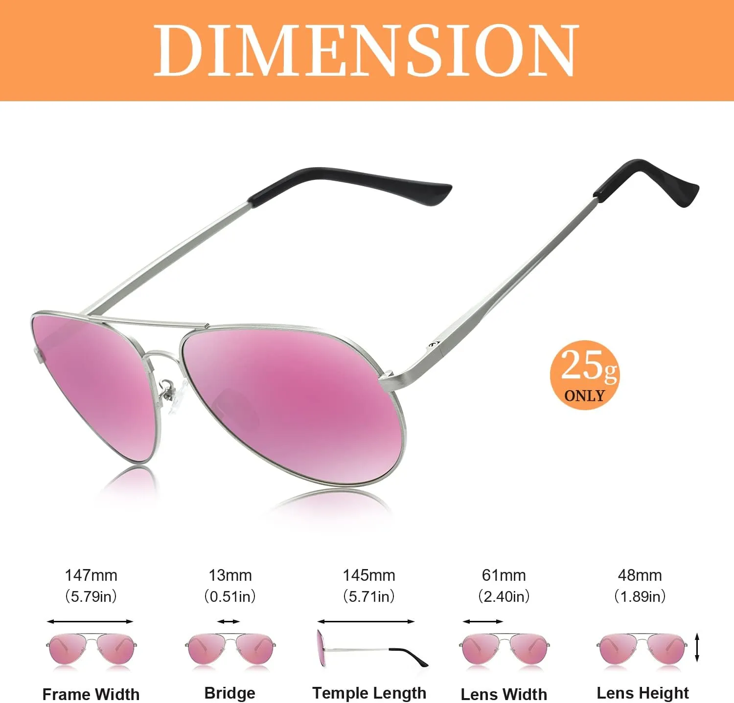 Aviator Sunglasses for Women Men Oversized with Metal Frame, Mirrored Polarized Aviator Sunglasses with UV Protection