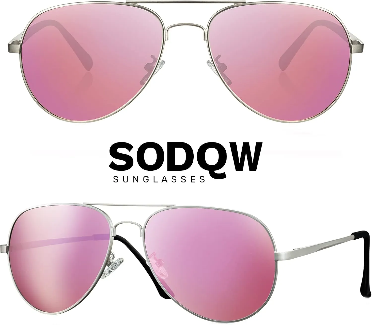 Aviator Sunglasses for Women Men Oversized with Metal Frame, Mirrored Polarized Aviator Sunglasses with UV Protection