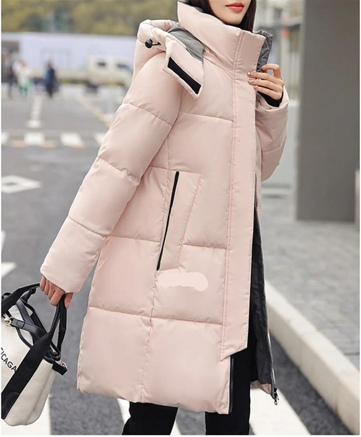 AYGJKIE Warm Jacket for Women, Plain Colors, Down Jacket, Winter Jacket with Hood, Women Long Puffer Jacket, Women Down Coat