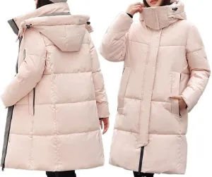 AYGJKIE Warm Jacket for Women, Plain Colors, Down Jacket, Winter Jacket with Hood, Women Long Puffer Jacket, Women Down Coat