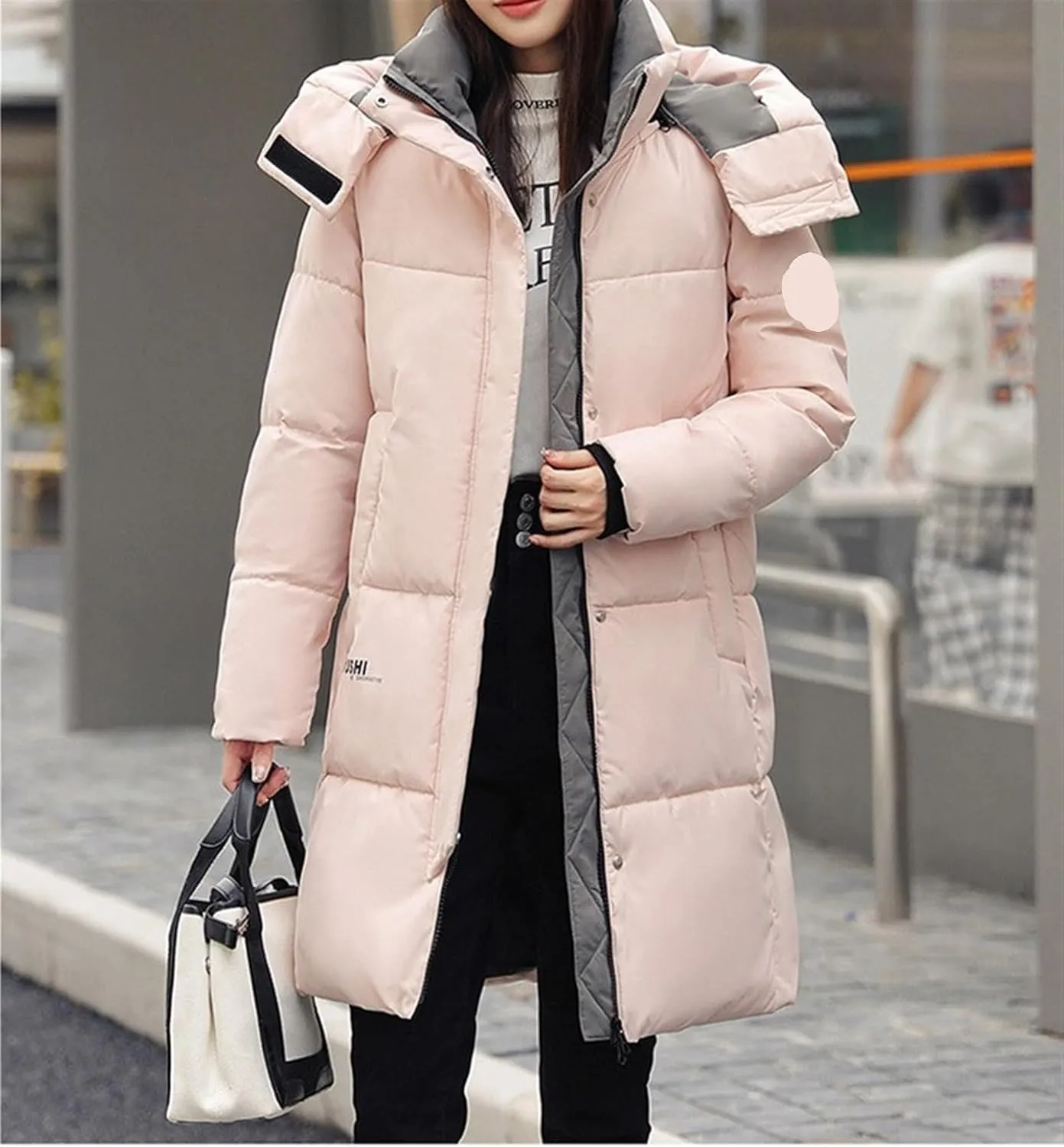 AYGJKIE Warm Jacket for Women, Plain Colors, Down Jacket, Winter Jacket with Hood, Women Long Puffer Jacket, Women Down Coat