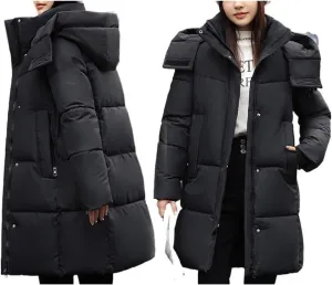 AYGJKIE Warm Jacket for Women, Plain Colors, Down Jacket, Winter Jacket with Hood, Women Long Puffer Jacket, Women Down Coat