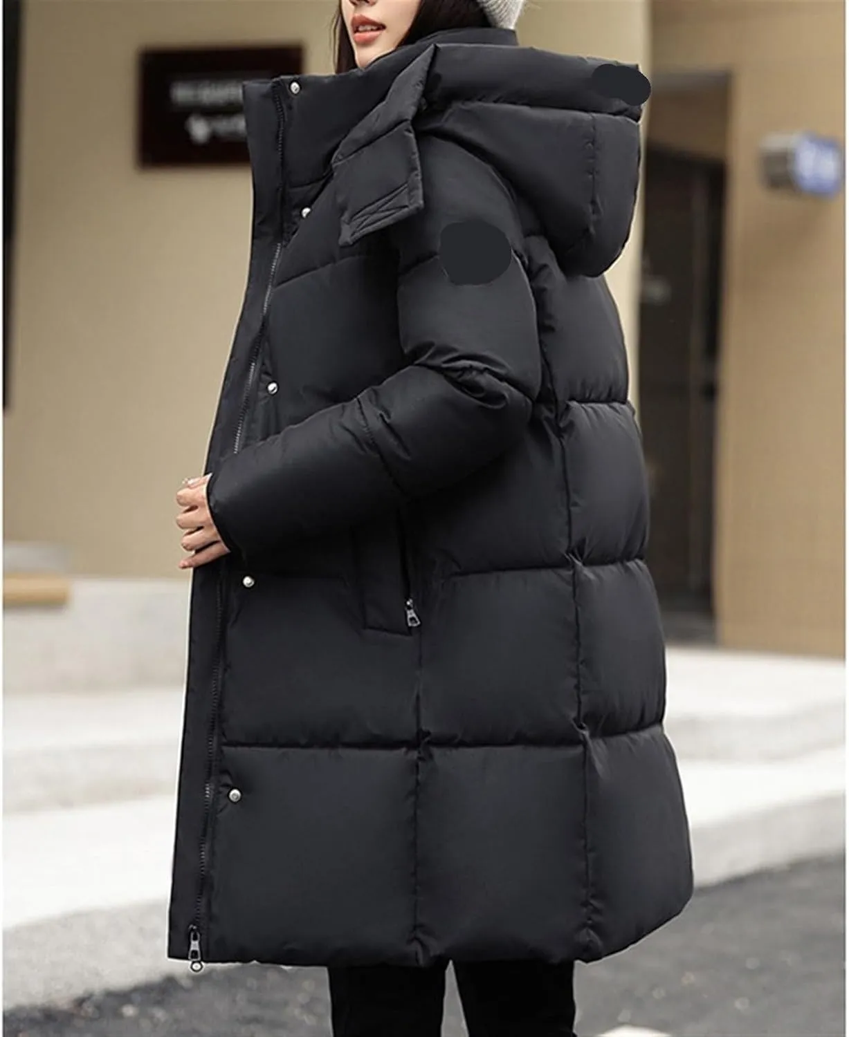 AYGJKIE Warm Jacket for Women, Plain Colors, Down Jacket, Winter Jacket with Hood, Women Long Puffer Jacket, Women Down Coat