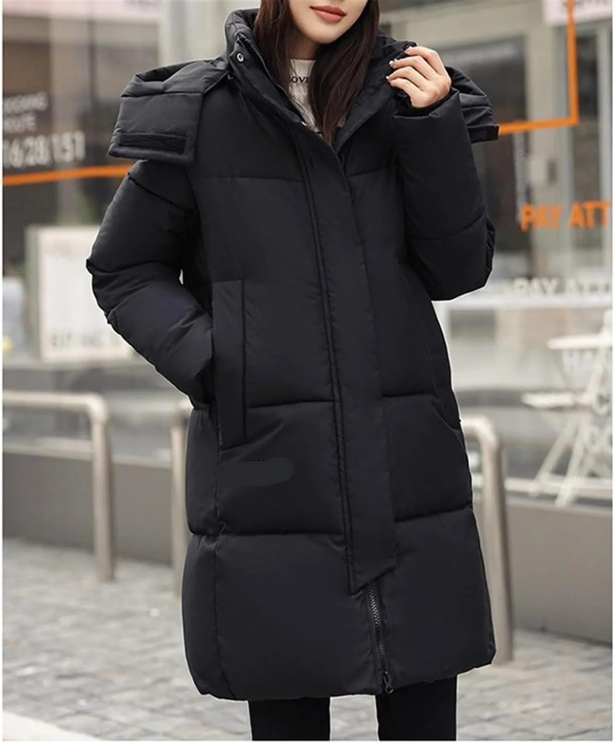 AYGJKIE Warm Jacket for Women, Plain Colors, Down Jacket, Winter Jacket with Hood, Women Long Puffer Jacket, Women Down Coat