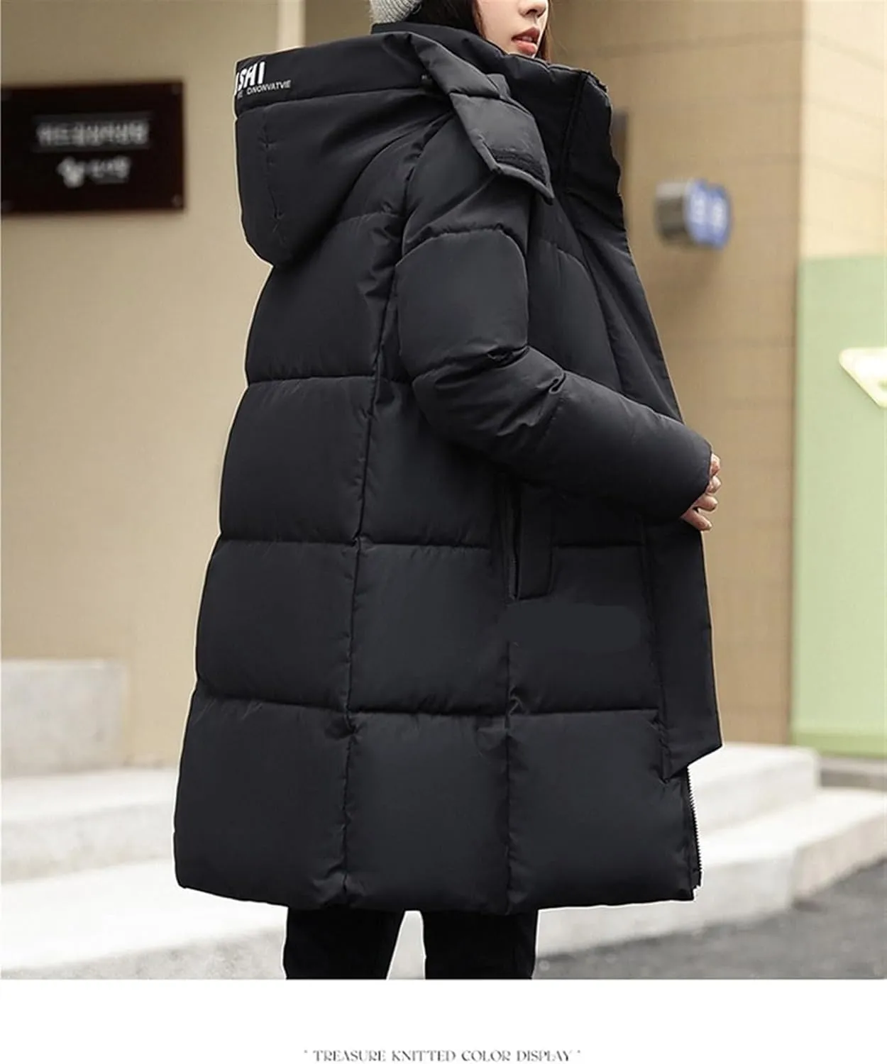 AYGJKIE Warm Jacket for Women, Plain Colors, Down Jacket, Winter Jacket with Hood, Women Long Puffer Jacket, Women Down Coat