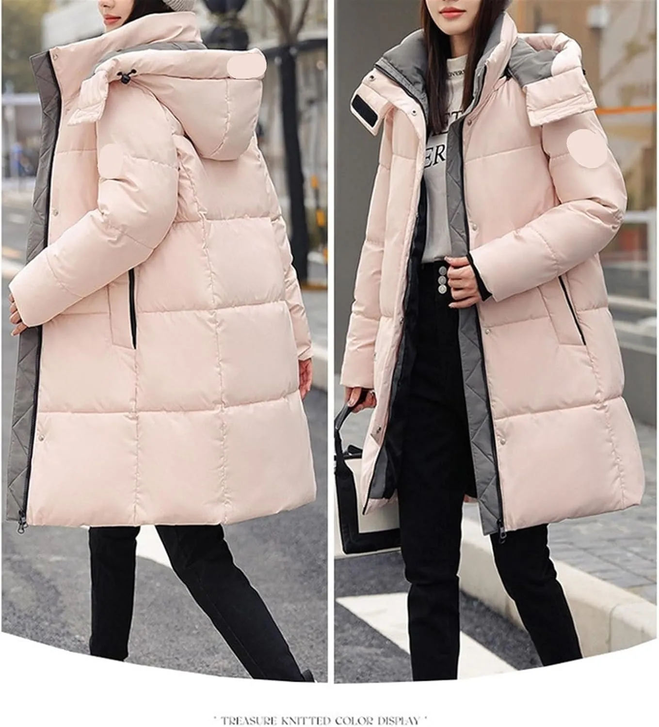 AYGJKIE Warm Jacket for Women, Plain Colors, Down Jacket, Winter Jacket with Hood, Women Long Puffer Jacket, Women Down Coat