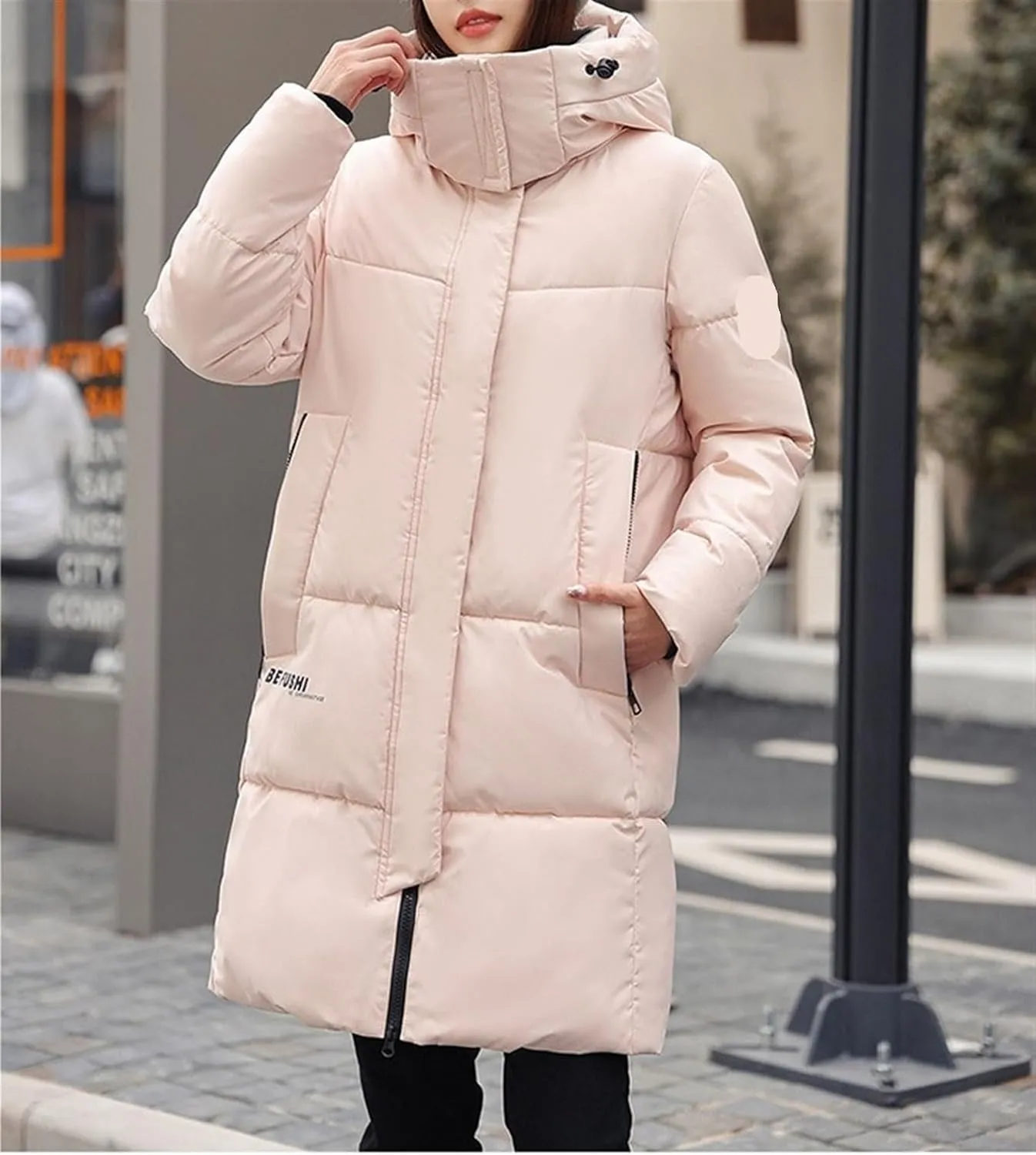 AYGJKIE Warm Jacket for Women, Plain Colors, Down Jacket, Winter Jacket with Hood, Women Long Puffer Jacket, Women Down Coat