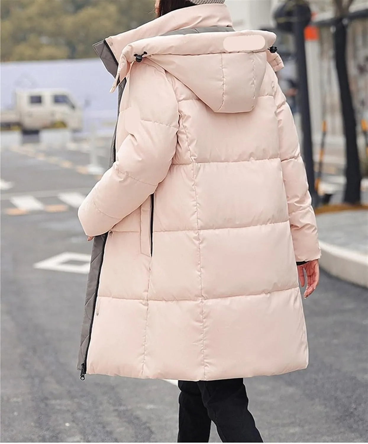 AYGJKIE Warm Jacket for Women, Plain Colors, Down Jacket, Winter Jacket with Hood, Women Long Puffer Jacket, Women Down Coat