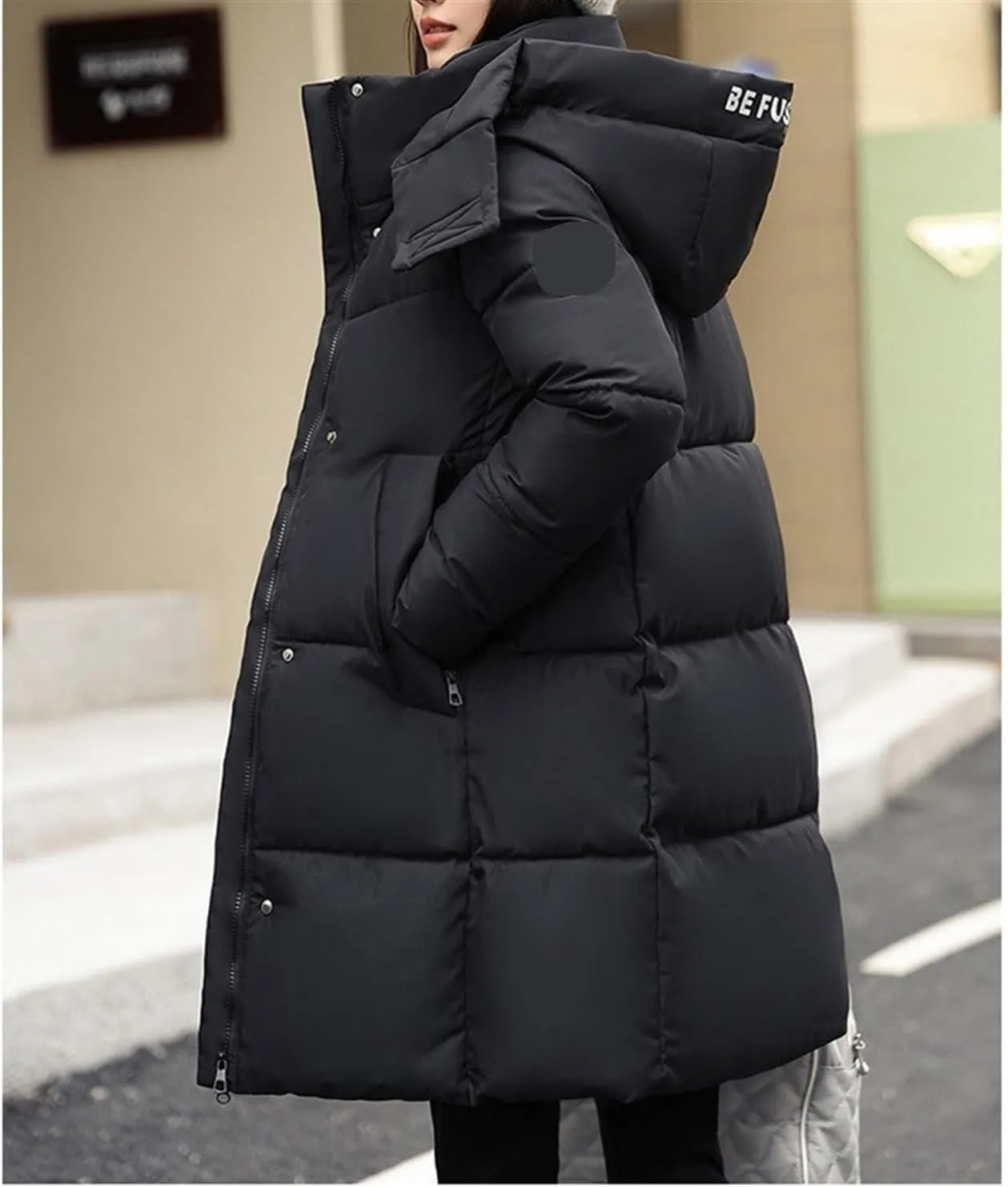 AYGJKIE Warm Jacket for Women, Plain Colors, Down Jacket, Winter Jacket with Hood, Women Long Puffer Jacket, Women Down Coat