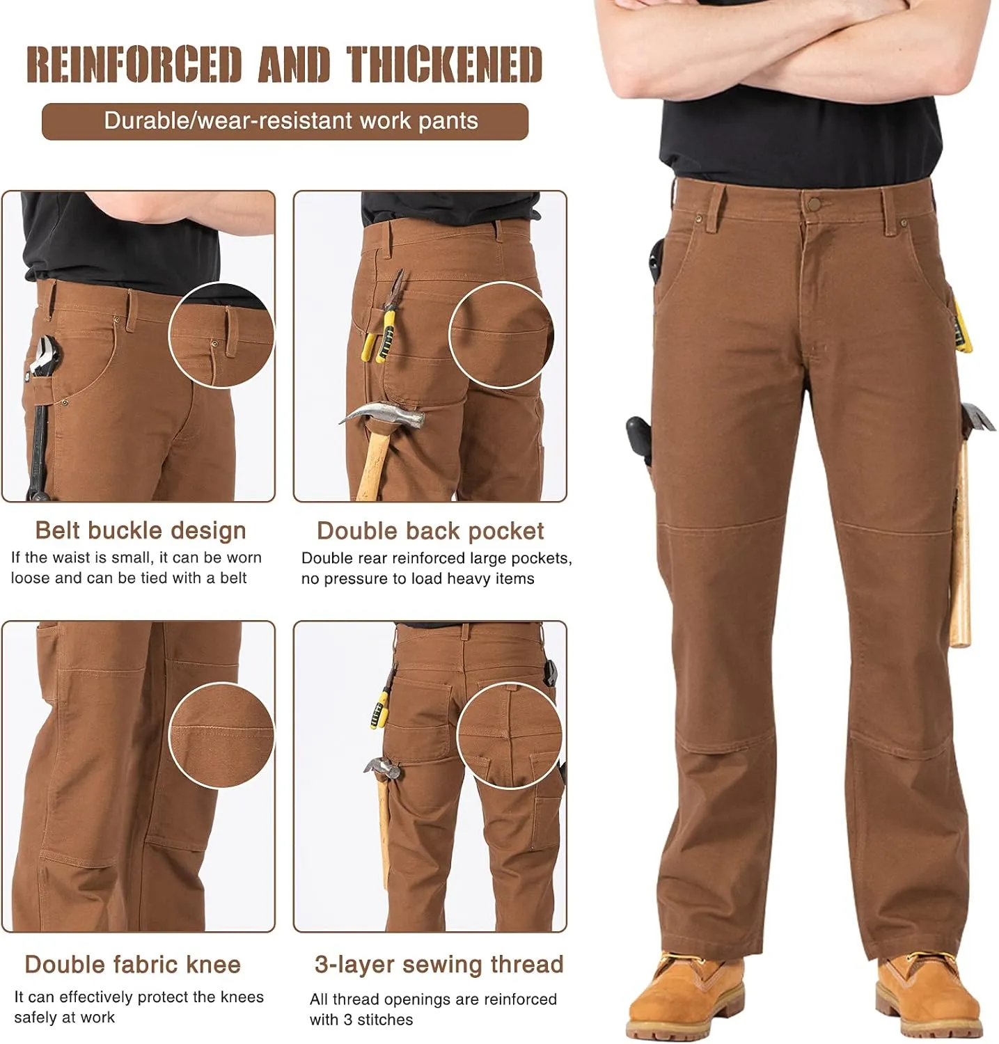 AYKRM Cargo Work Pant Relaxed Straight Fit Lightweight Duck Carpenter Jean