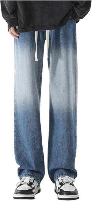 Baggy Jeans for Men Straight Trend Wide Leg Jeans for Men Vintage Loose Wash Sports Relaxed Fit Workwear Jeans