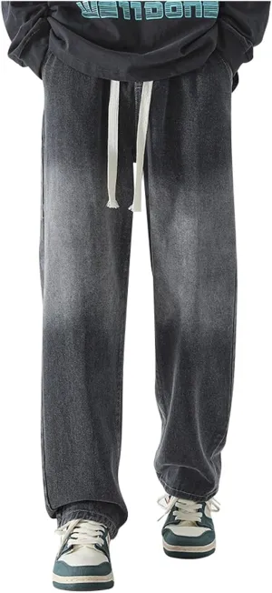 Baggy Jeans for Men Straight Trend Wide Leg Jeans for Men Vintage Loose Wash Sports Relaxed Fit Workwear Jeans