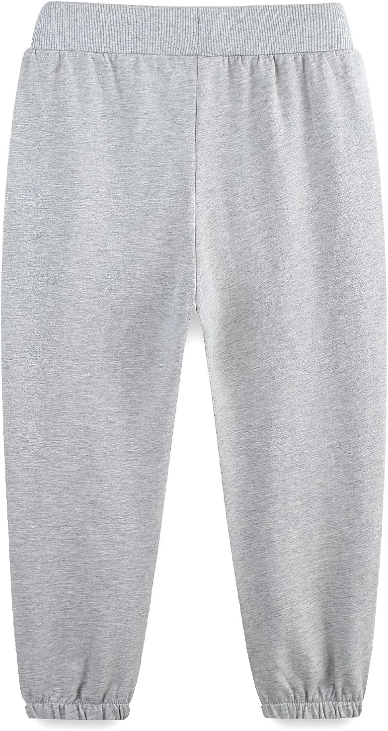 Boy's Cotton Crinched Hem Jogger Sweatpant Pants with Zipper Pockets and Funtional Drawstring Size 4-20