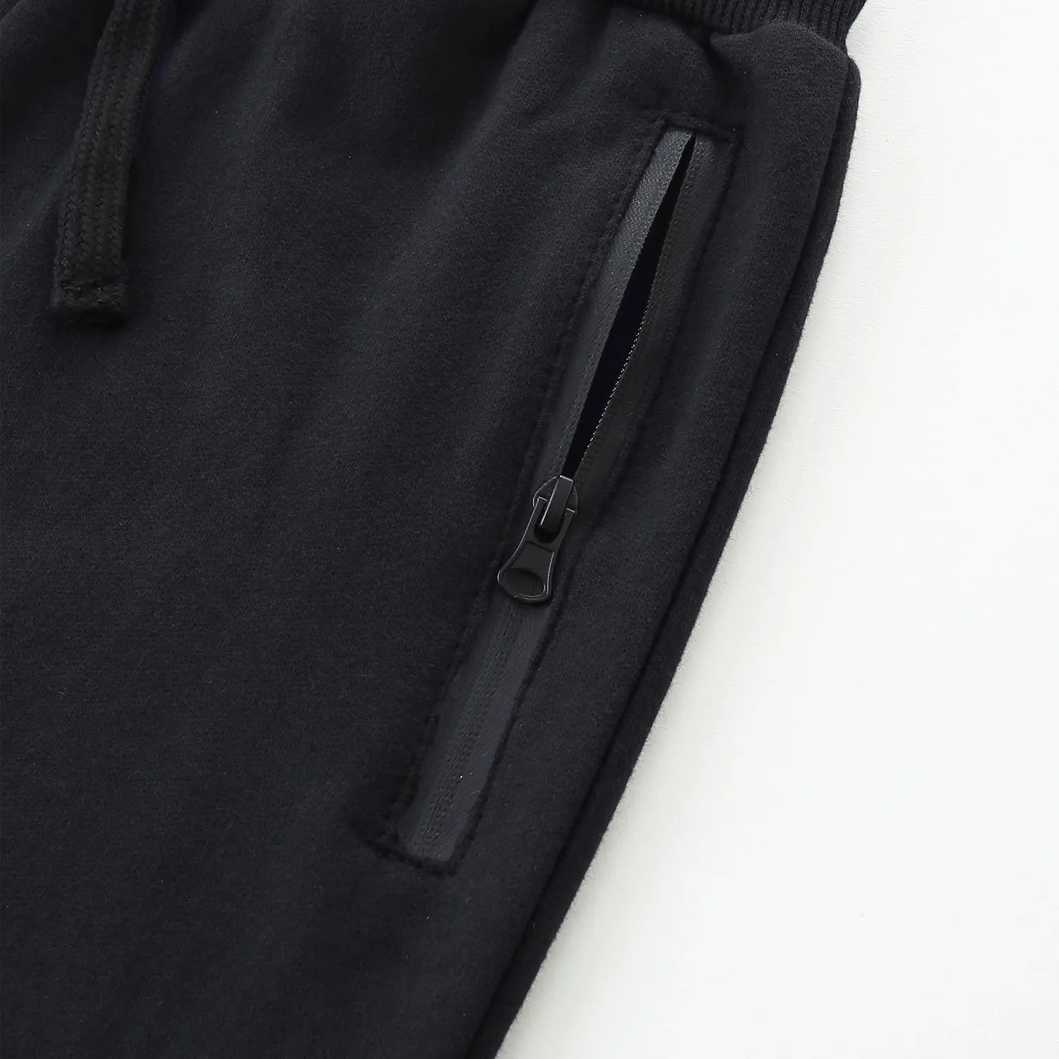 Boy's Cotton Crinched Hem Jogger Sweatpant Pants with Zipper Pockets and Funtional Drawstring Size 4-20